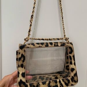 Leopard Print edge clear Chain Strap Bag